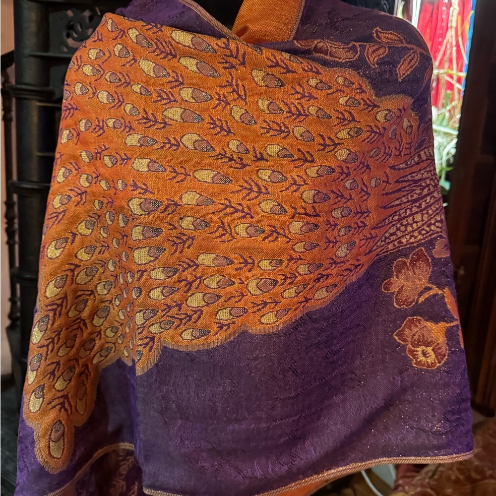 COPY - Vintage style peacock pashmina shawl